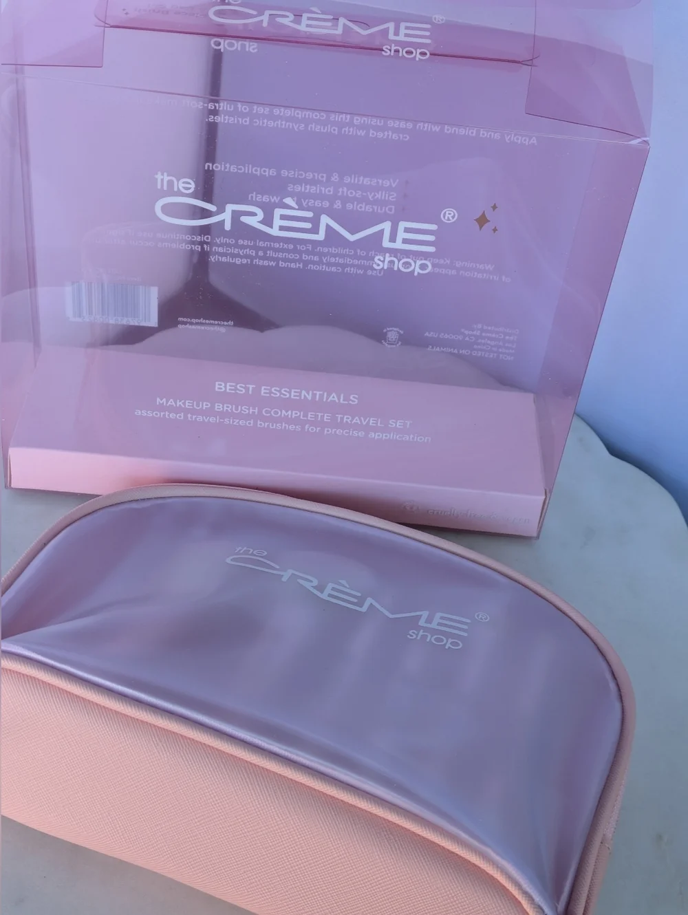 The Crème Shop Rose Gold Pink 6 Piece Makeup Brush Set Pouch